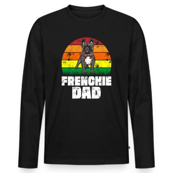 Frenchie Dad - Männer Premium Bio Langarmshirt - Schwarz - Vorne - Nico (187cm)