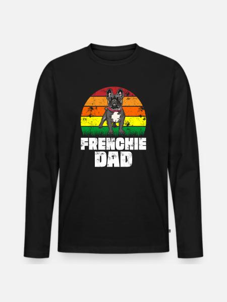 Frenchie Dad - Männer Premium Bio Langarmshirt - Schwarz