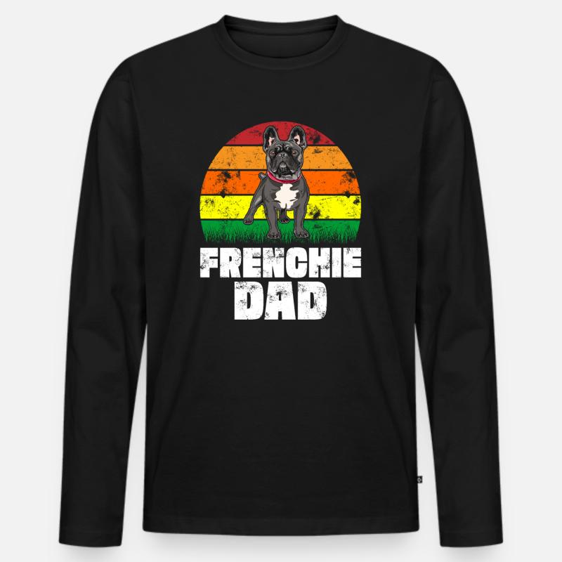 Frenchie Dad - Männer Premium Bio Langarmshirt - Schwarz