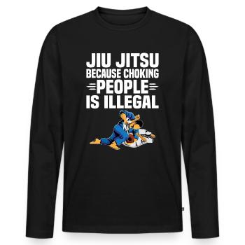 Jiu Jitsu Because Choking People Is Illegal - Männer Premium Bio Langarmshirt - Schwarz - Vorne - Nico (187cm)
