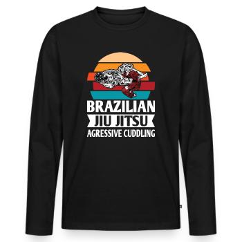 Brazilian Jiu Jitsu Agressive Cuddling - Männer Premium Bio Langarmshirt - Schwarz - Vorne - Nico (187cm)
