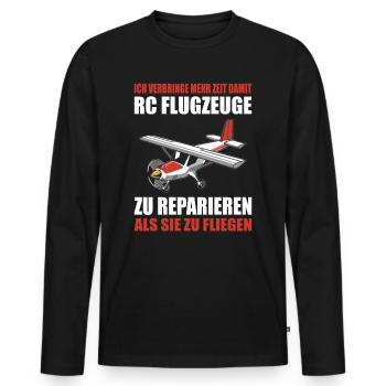 Modellflieger Rc Modellflugzeug Modellfliegen - Männer Premium Bio Langarmshirt - Schwarz - Vorne - Nico (187cm)