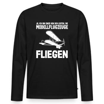 Modellflieger Rc Modellflugzeug Modellfliegen - Männer Premium Bio Langarmshirt - Schwarz - Vorne - Nico (187cm)