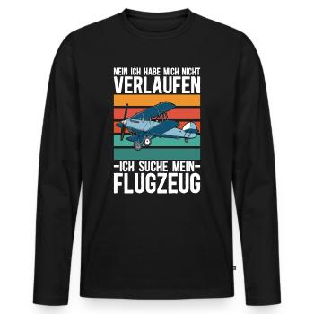 Modellflieger Rc Modellflugzeug Modellfliegen - Männer Premium Bio Langarmshirt - Schwarz - Vorne - Nico (187cm)