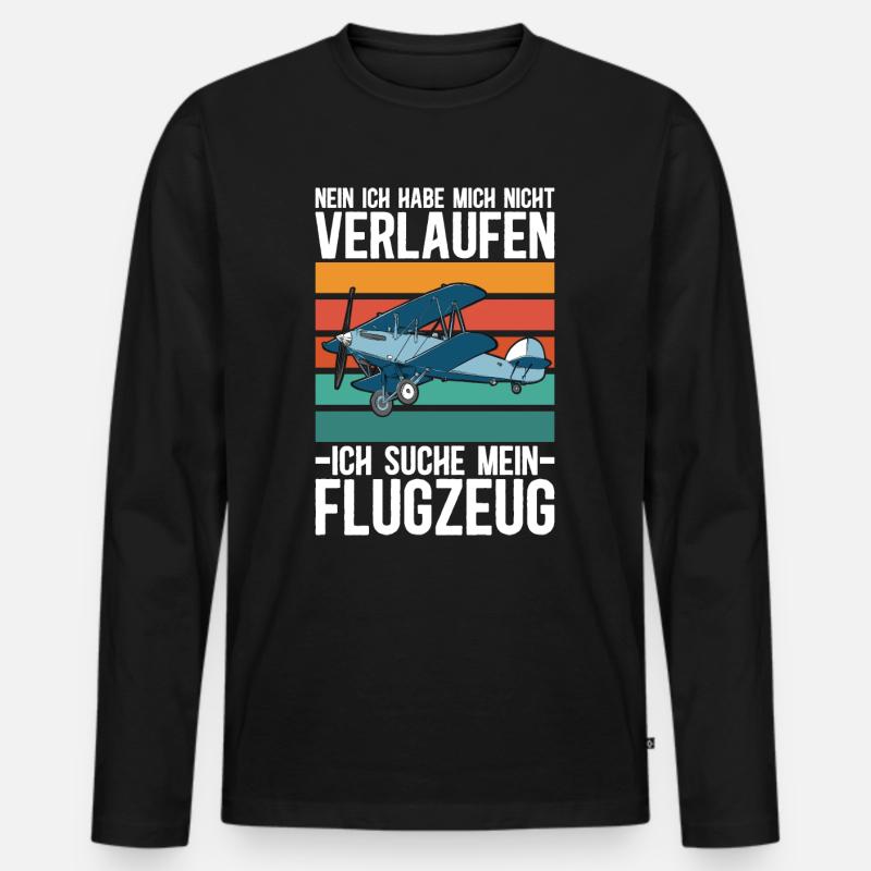 Modellflieger Rc Modellflugzeug Modellfliegen - Männer Premium Bio Langarmshirt - Schwarz