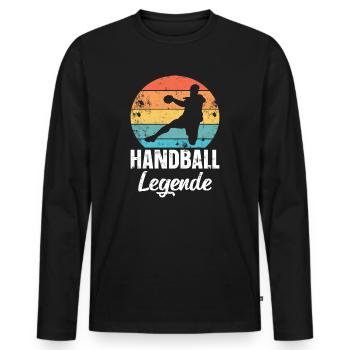 Handball Legende - Männer Premium Bio Langarmshirt - Schwarz - Vorne - Nico (187cm)
