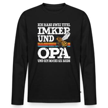 Ich Habe Zwei Titel Imker Und Opa - Männer Premium Bio Langarmshirt - Schwarz - Vorne - Nico (187cm)