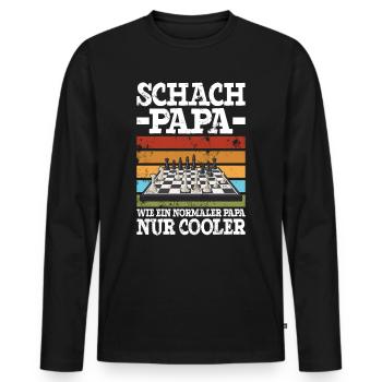 Schach Papa Wie Ein Normaler Papa Nur Cooler - Männer Premium Bio Langarmshirt - Schwarz - Vorne - Nico (187cm)