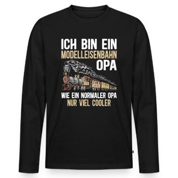 Ich Bin Ein Modelleisenbahn Opa - Männer Premium Bio Langarmshirt - Schwarz - Vorne - Nico (187cm)