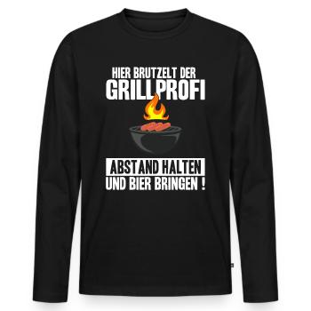 Grillen Bier Grillmeister BBQ Männer Herren - Männer Premium Bio Langarmshirt - Schwarz - Vorne - Nico (187cm)