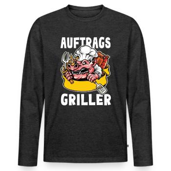 Auftragsgriller - Männer Premium Bio Langarmshirt - Anthrazit meliert - Vorne - Nico (187cm)