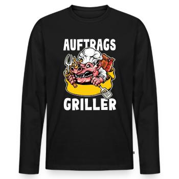 Auftragsgriller - Männer Premium Bio Langarmshirt - Schwarz - Vorne - Nico (187cm)