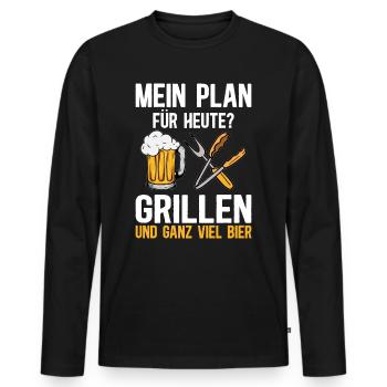 Grillen Bier BBQ Männer Herren - Männer Premium Bio Langarmshirt - Schwarz - Vorne - Nico (187cm)
