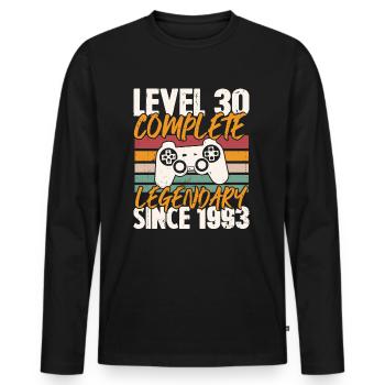 Geburtstagsgeschenk, Level 30 Complete 1993 - Männer Premium Bio Langarmshirt - Schwarz - Vorne - Nico (187cm)