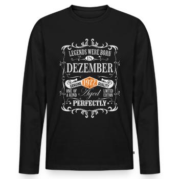 Retro legends are born in December 1972 - Men's Premium Organic Long Sleeve Shirt - black - Front - Nico (187cm)