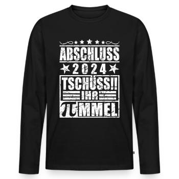 Abschluss 2024 - Männer Premium Bio Langarmshirt - Schwarz - Vorne - Nico (187cm)
