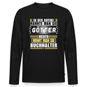 Les dieux dans l’Antiquité. Aujourd’hui comptable - T-shirt manches longues Premium bio Homme - noir - Devant - Nico (187cm)