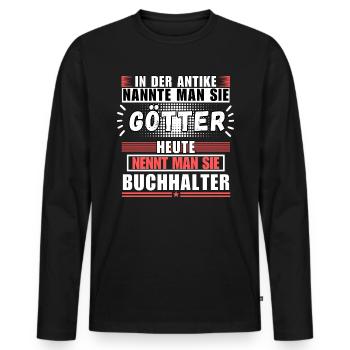 Les dieux dans l’Antiquité. Aujourd’hui comptable - T-shirt manches longues Premium bio Homme - noir - Devant - Nico (187cm)