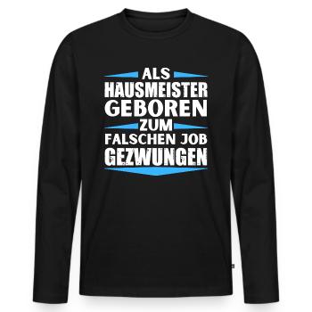 Le concierge a décroché le mauvais emploi - T-shirt manches longues Premium bio Homme - noir - Devant - Nico (187cm)