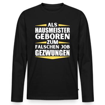 Le concierge a décroché le mauvais emploi - T-shirt manches longues Premium bio Homme - noir - Devant - Nico (187cm)