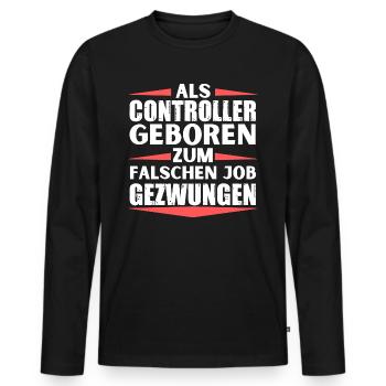 Controller im falschen Job gelandet - Männer Premium Bio Langarmshirt - Schwarz - Vorne - Nico (187cm)