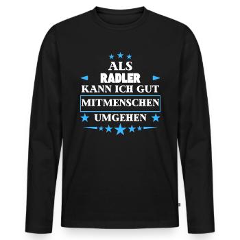 Avoid fellow human beings as cyclists. - Men's Premium Organic Long Sleeve Shirt - black - Front - Nico (187cm)