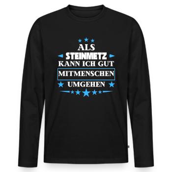 Dealing with fellow human beings as a stonemason. - Men's Premium Organic Long Sleeve Shirt - black - Front - Nico (187cm)