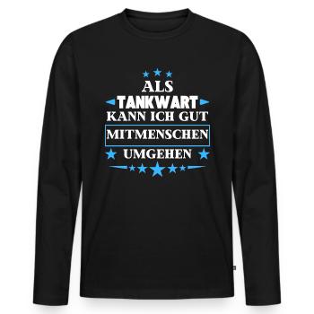 En tant que pompiste, il veut traiter avec d’autres êtres humains. - T-shirt manches longues Premium bio Homme - noir - Devant - Nico (187cm)