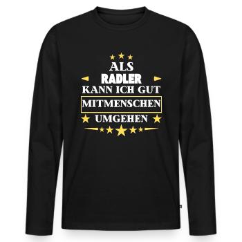 Avoid fellow human beings as cyclists. - Men's Premium Organic Long Sleeve Shirt - black - Front - Nico (187cm)