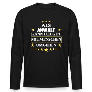 Traiter avec ses semblables en tant qu'avocat. - T-shirt manches longues Premium bio Homme - noir - Devant - Nico (187cm)