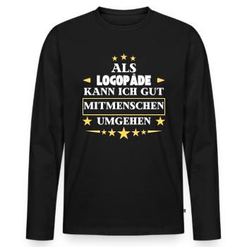 Als Logopäde Mitmenschen Umgehen. - Männer Premium Bio Langarmshirt - Schwarz - Vorne - Nico (187cm)