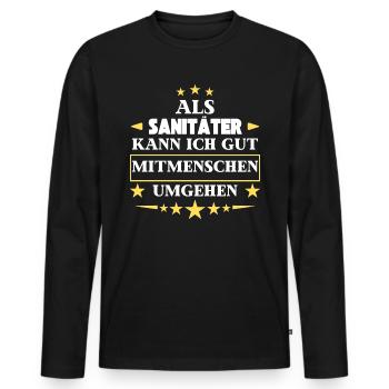 Dealing with other people as a paramedic. - Men's Premium Organic Long Sleeve Shirt - black - Front - Nico (187cm)