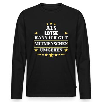 Als Lotse Mitmenschen Umgehen. - Männer Premium Bio Langarmshirt - Schwarz - Vorne - Nico (187cm)