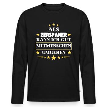 Traiter avec ses semblables en tant que machiniste. - T-shirt manches longues Premium bio Homme - noir - Devant - Nico (187cm)