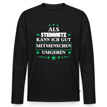 Dealing with other people as a stonemason. - Men's Premium Organic Long Sleeve Shirt - black - Front - Nico (187cm)