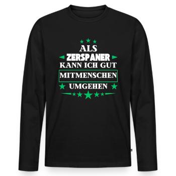 Traiter avec ses semblables en tant que machiniste. - T-shirt manches longues Premium bio Homme - noir - Devant - Nico (187cm)