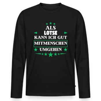 Als Lotse Mitmenschen Umgehen. - Männer Premium Bio Langarmshirt - Schwarz - Vorne - Nico (187cm)