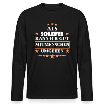 Traiter les autres êtres humains comme des broyeurs. - T-shirt manches longues Premium bio Homme - noir - Devant - Nico (187cm)
