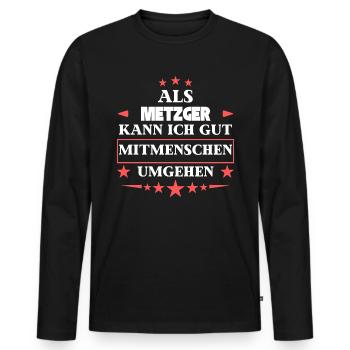 comme bouchers. - T-shirt manches longues Premium bio Homme - noir - Devant - Nico (187cm)