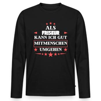 comme coiffeur. - T-shirt manches longues Premium bio Homme - noir - Devant - Nico (187cm)