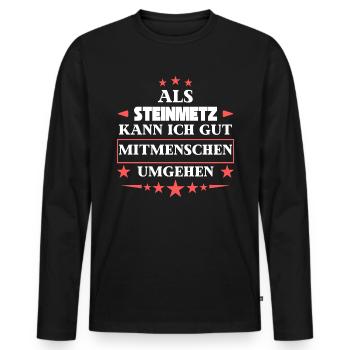 Dealing with fellow human beings as a stonemason. - Men's Premium Organic Long Sleeve Shirt - black - Front - Nico (187cm)