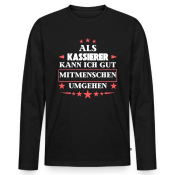 As a cashier, you want to deal with fellow human beings. - Men's Premium Organic Long Sleeve Shirt - black - Front - Nico (187cm)