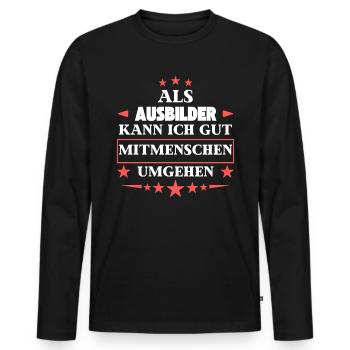 Traiter avec d’autres êtres humains comme des formateurs. - T-shirt manches longues Premium bio Homme - noir - Devant - Nico (187cm)