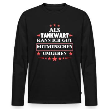 En tant que pompiste, il veut traiter avec d’autres êtres humains. - T-shirt manches longues Premium bio Homme - noir - Devant - Nico (187cm)