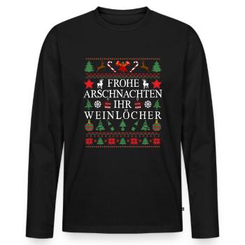 Bonne nuit de cul votre cadeau Weinlöcher X-Mas - T-shirt manches longues Premium bio Homme - noir - Devant - Nico (187cm)