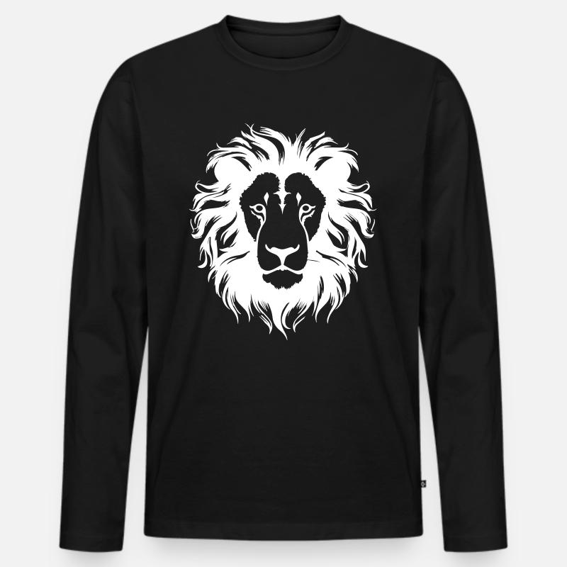 Löwe - Männer Premium Bio Langarmshirt - Schwarz