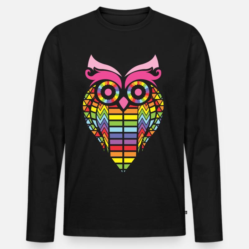 RAINBOW OWL - Männer Premium Bio Langarmshirt - Schwarz