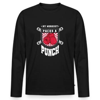 Mein Workout-Packs ein Punch - Männer Premium Bio Langarmshirt - Schwarz - Vorne - Nico (187cm)
