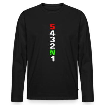 Motorcycle gear t-shirt motorcycle gear shift - Men's Premium Organic Long Sleeve Shirt - black - Front - Nico (187cm)