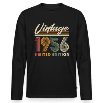 1956 Vintage Vintage Retro Birthday - Men's Premium Organic Long Sleeve Shirt - black - Front - Nico (187cm)